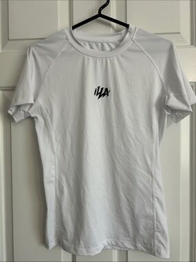 YoungLA White Short Sleeve Athletic Tee with Black Logo